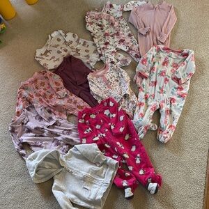 Assorted lot of 6 month Baby Onesies and hoodie
